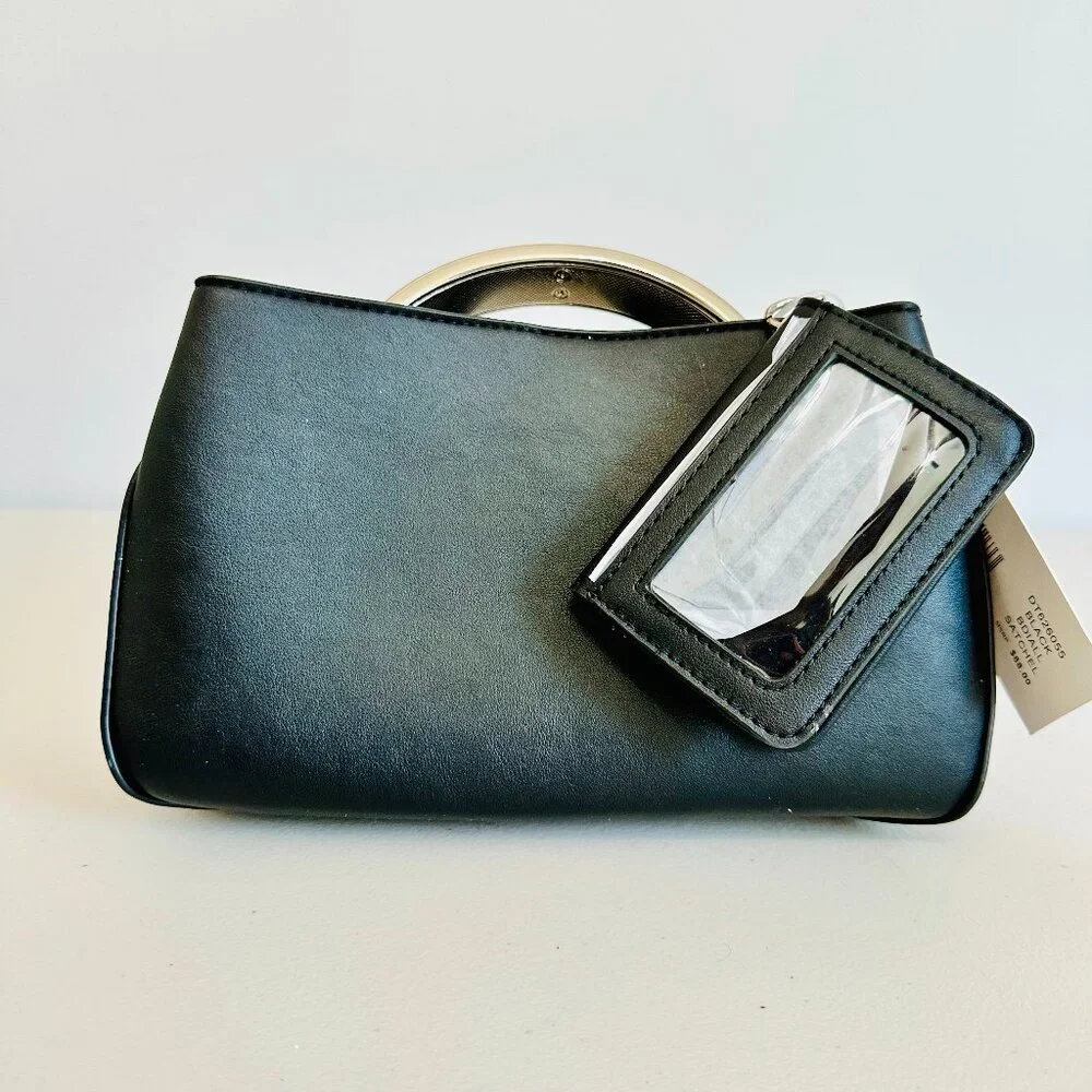 STEVE MADDEN 2-WAY BLACK FAUX LEATHER SATCHEL CROSSBODY BAG $88 - Picture 1 of 9